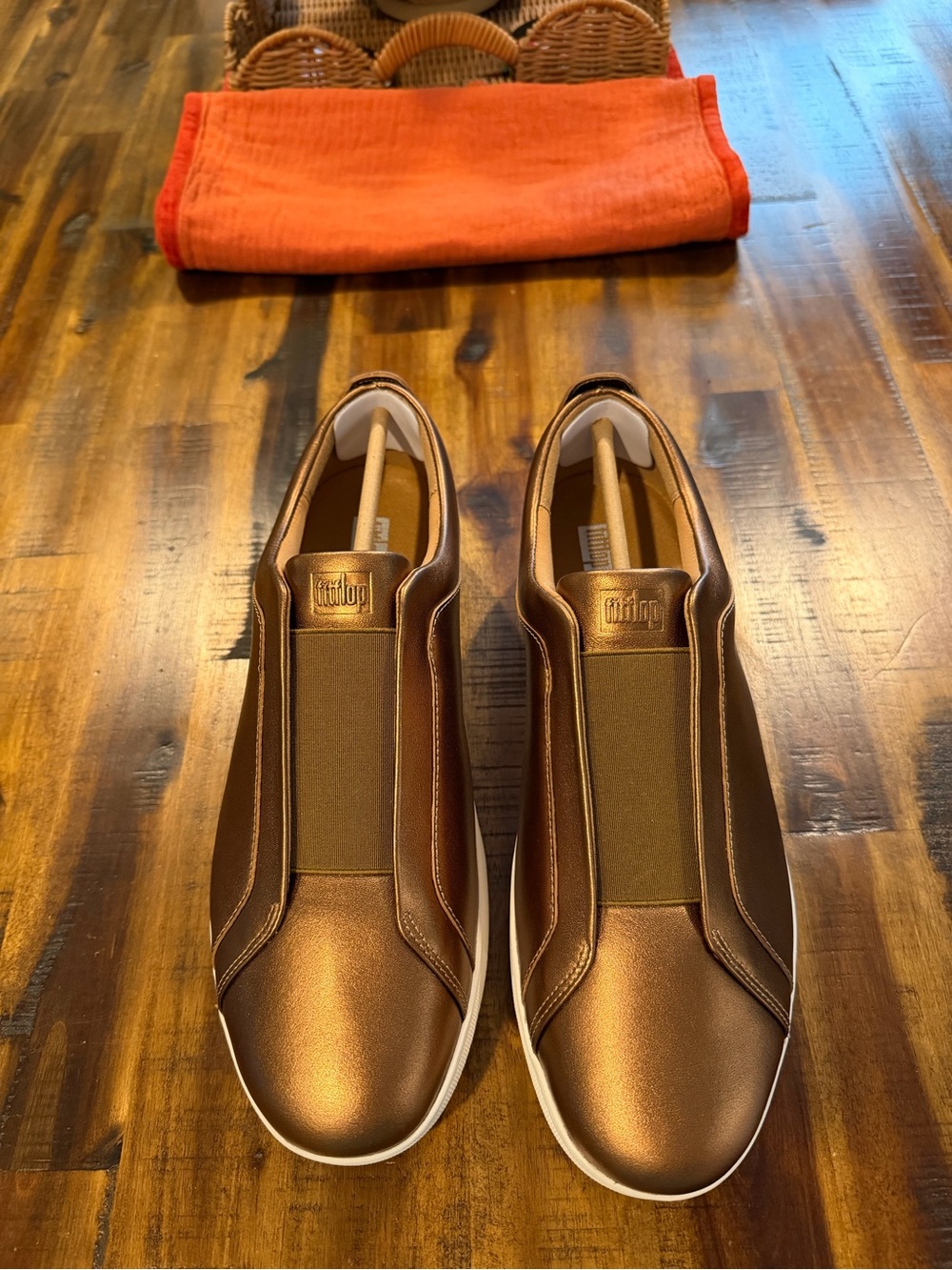 FitFlop Slip-On Sneakers in Metallic Bronze